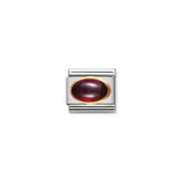Nomination Composable Classic HALBEDELST, OVAL aus Edelstahl und 18K-Gold (03_GRANAT)